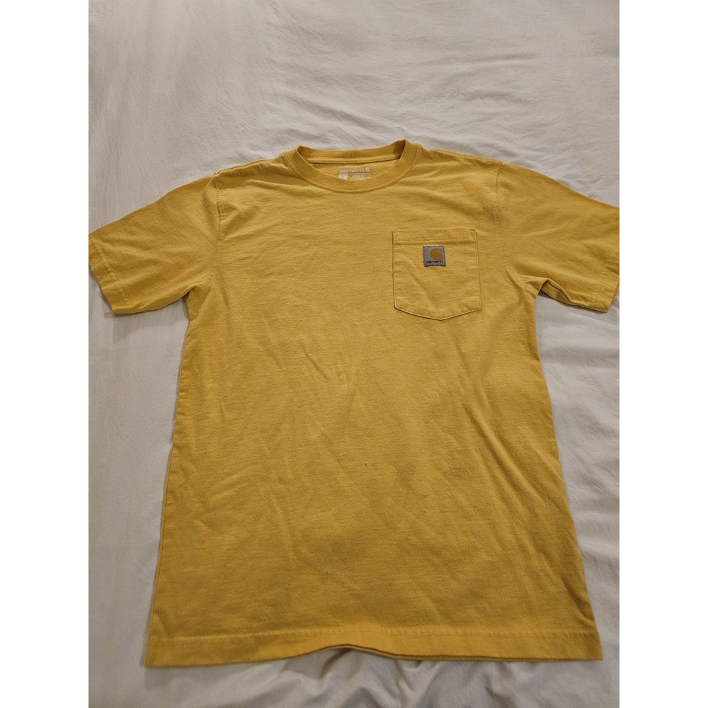 Carhartt Loose Fit Short Sleeve Pocket T-Shirt Men's Size Small Yellow Workwear‎